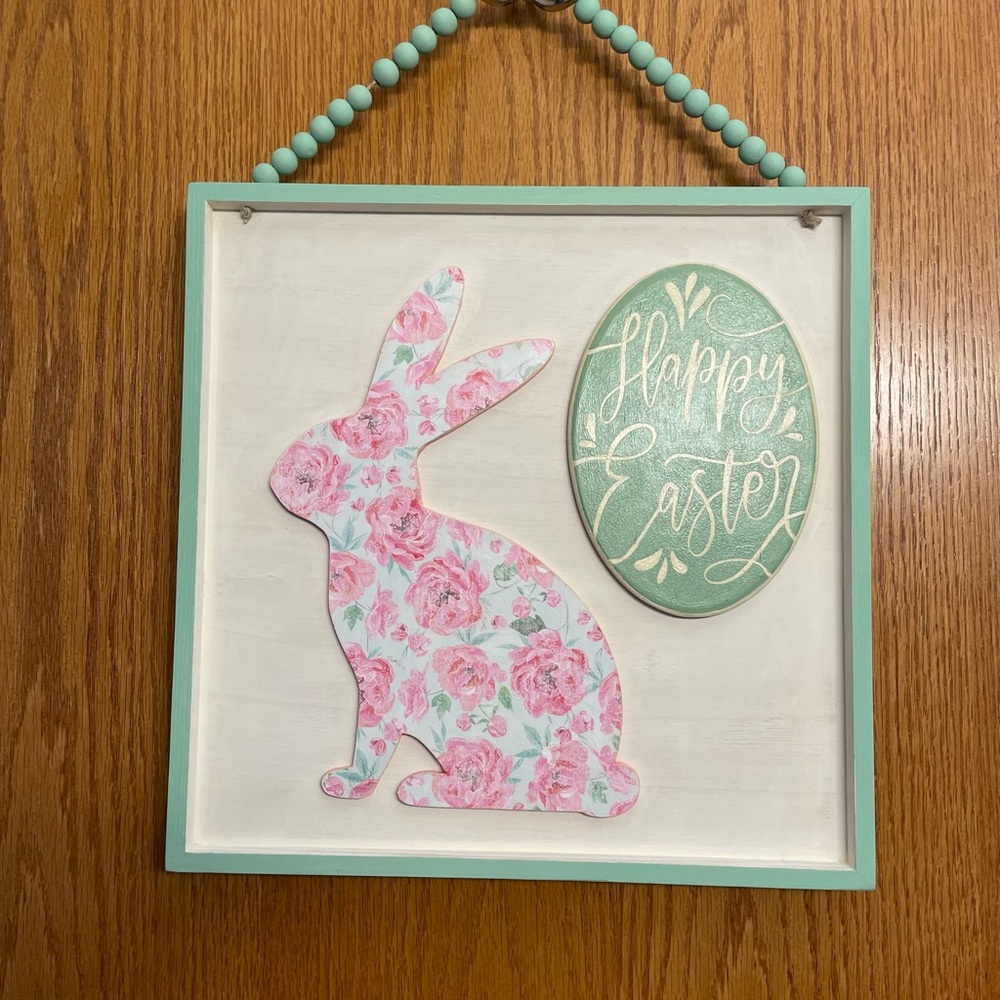 Handmade Wood Happy Easter Wall Sign